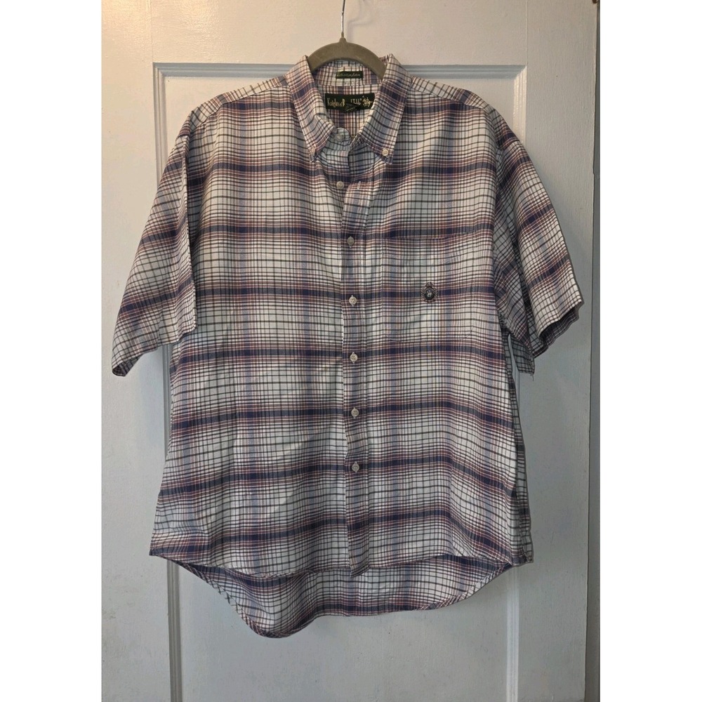 Knights of Round Table Men's L Shirt Short Sleeve Plaid Button Down